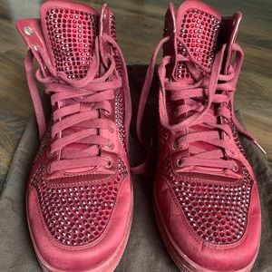 Gucci - Coda Maroon Satin Crystal Stud High Top